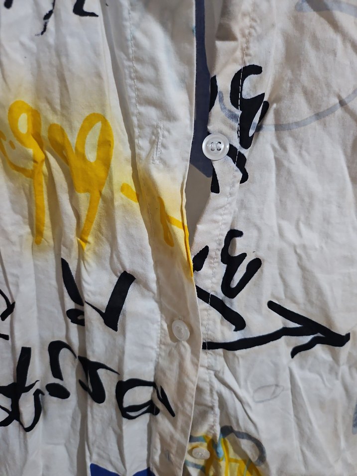 Düğmeli, Baskılı, Çok Renkli Kadın Gömlek - Görsel 3