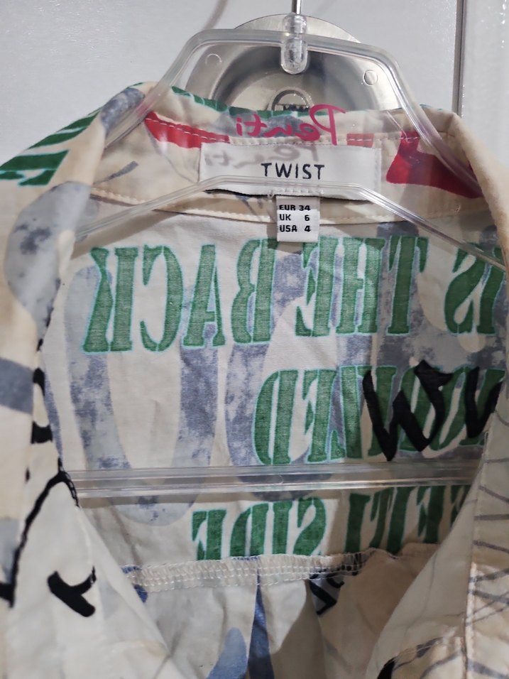 Düğmeli, Baskılı, Çok Renkli Kadın Gömlek - Görsel 2