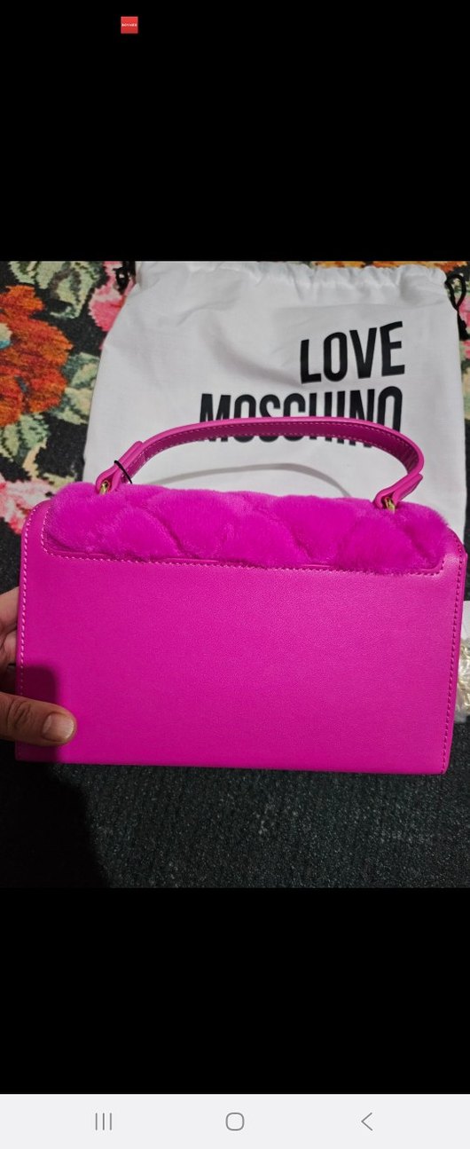 Love Moschino Pembe Kürklü kol-el Çantası - Görsel 5