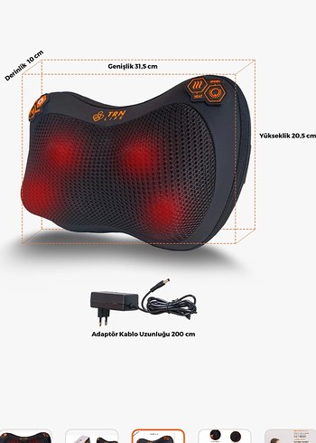 Boyun sırt bel ayak yoğurmalı ovmalı masaj yastığı aleti - Görsel 2