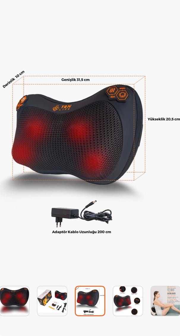 Boyun sırt bel ayak yoğurmalı ovmalı masaj yastığı aleti - Görsel 2
