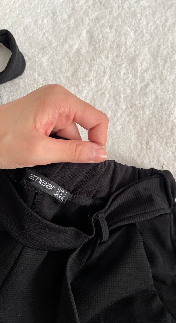 Siyah Kemerli Kadın Kumaş Pantolon - Görsel 5