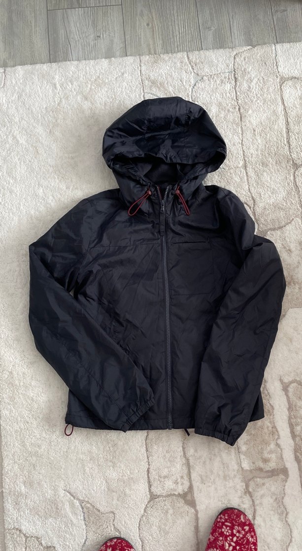 Fermuarlı Gri yağmurluk - Görsel 5