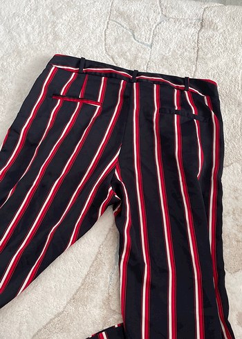 Kadın Çok Renkli Çizgili Pilili Midi Pantolon - Görsel 5