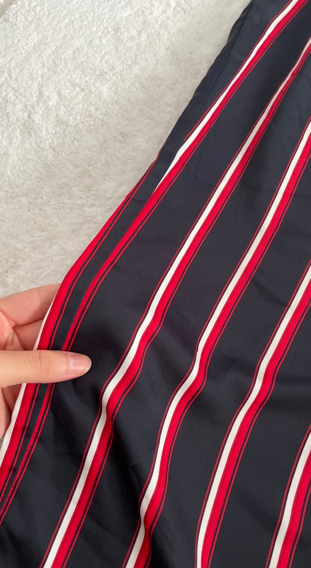 Kadın Çok Renkli Çizgili Pilili Midi Pantolon - Görsel 2