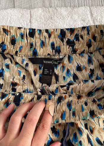 Kadın Bej Desenli Midi Kumaş Pantolon - Görsel 3