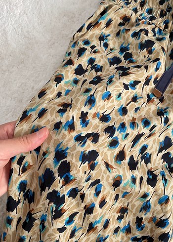 Kadın Bej Desenli Midi Kumaş Pantolon - Görsel 5