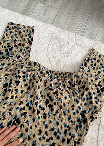 Kadın Bej Desenli Midi Kumaş Pantolon - Görsel 6