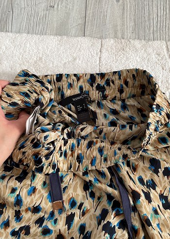 Kadın Bej Desenli Midi Kumaş Pantolon - Görsel 4