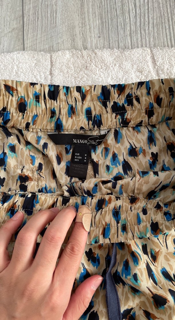 Kadın Bej Desenli Midi Kumaş Pantolon - Görsel 3