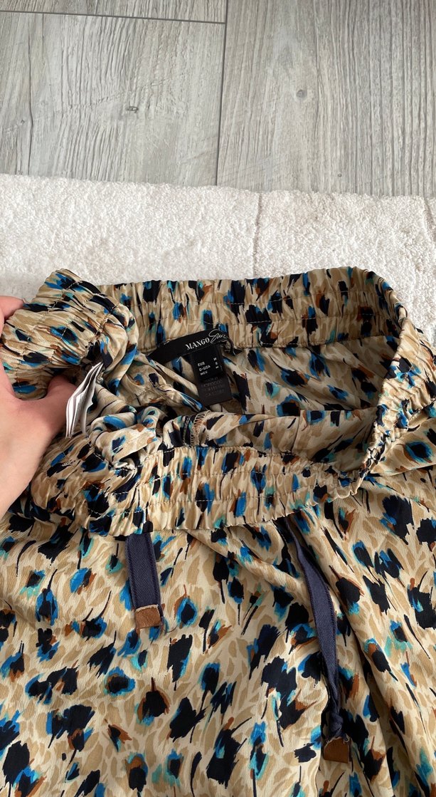 Kadın Bej Desenli Midi Kumaş Pantolon - Görsel 4