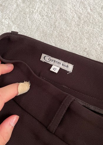 Kahverengi Kemerli Kadın Kumaş Pantolon - Görsel 4