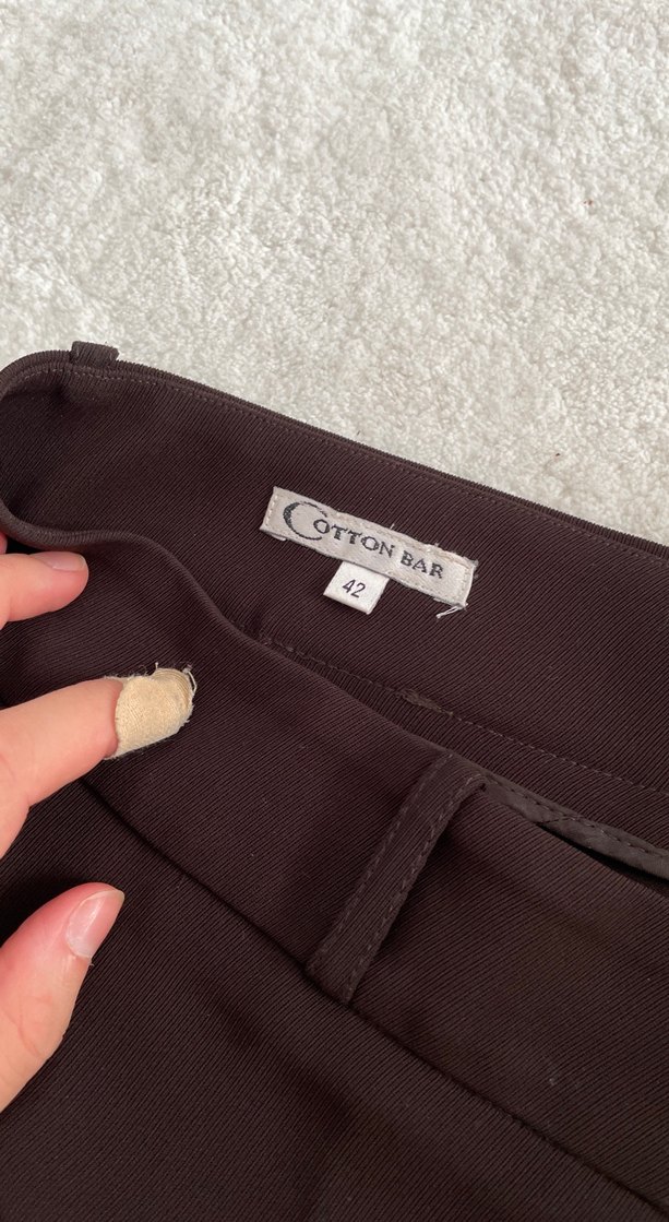 Kahverengi Kemerli Kadın Kumaş Pantolon - Görsel 4