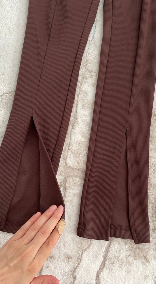 Kahverengi Midi Kesim Kadın Kumaş Pantolon - Görsel 3