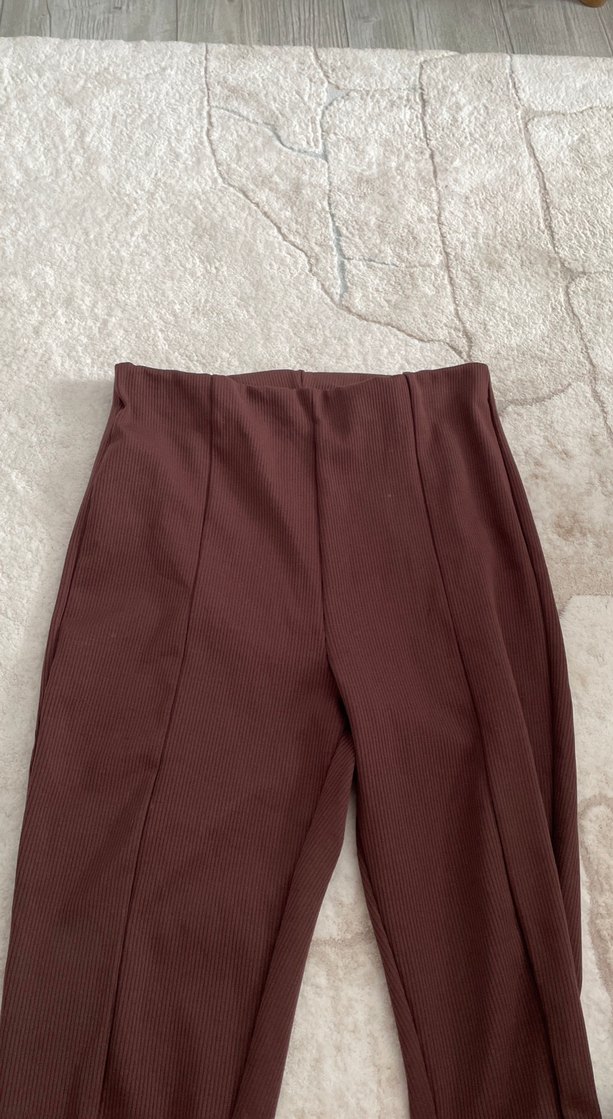 Kahverengi Midi Kesim Kadın Kumaş Pantolon - Görsel 5