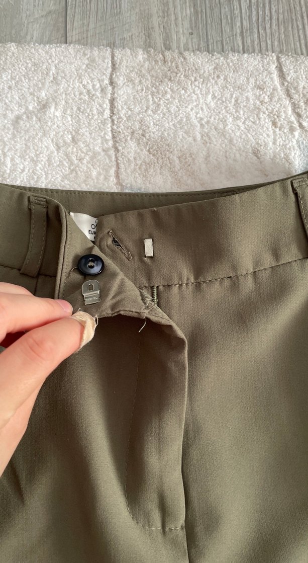 Kadın Haki Kumaş Pantolon Normal Kesim - Görsel 4