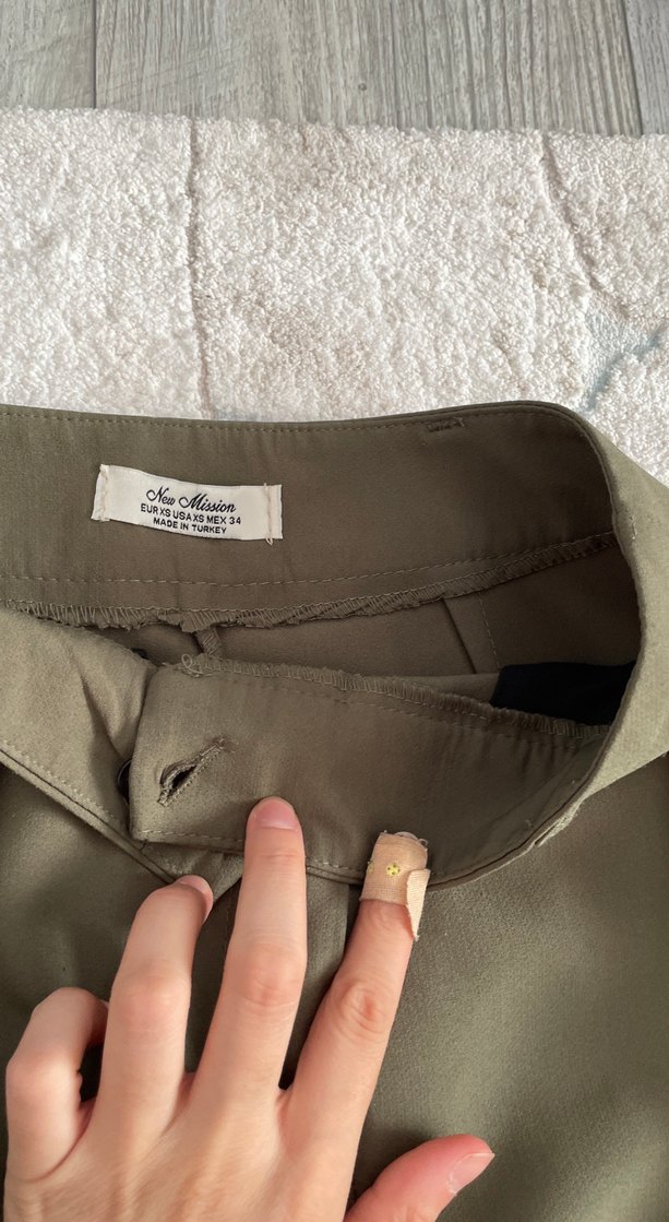 Kadın Haki Kumaş Pantolon Normal Kesim - Görsel 3