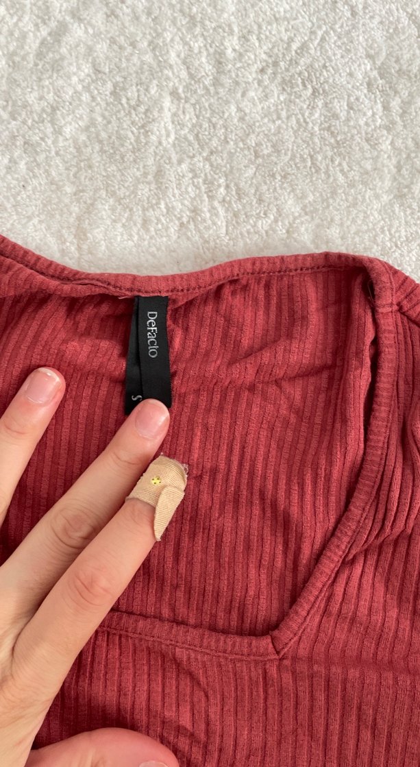 Bordo Triko Kadın Uzun Kollu Bluz - Görsel 3