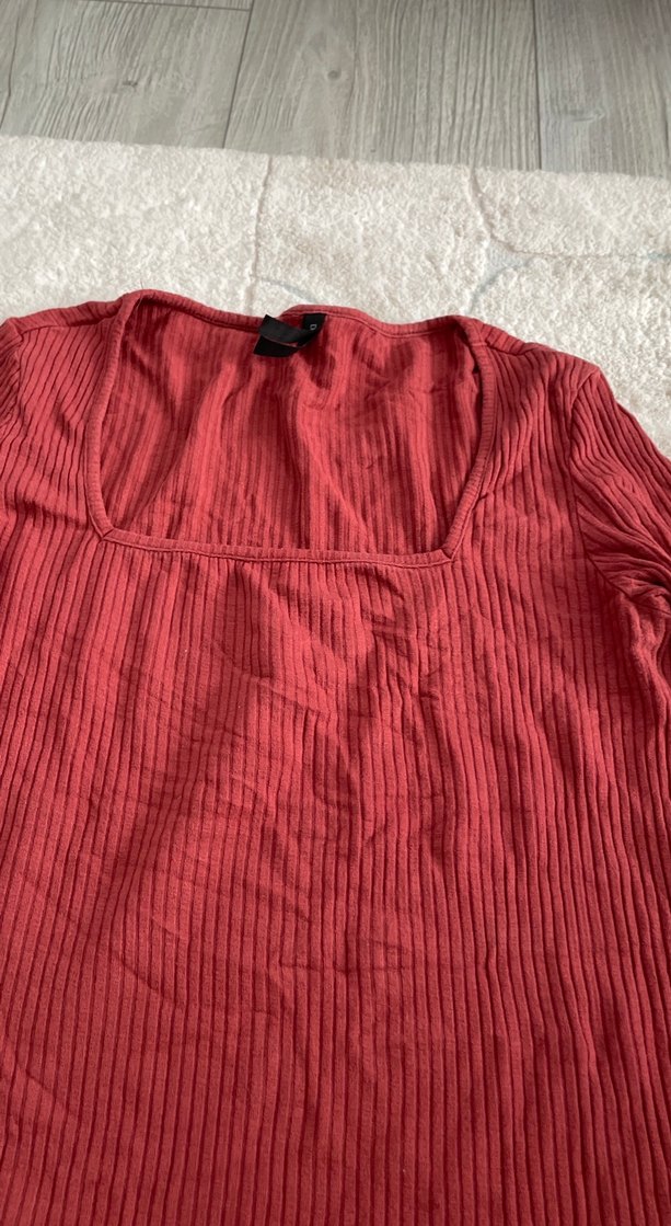 Bordo Triko Kadın Uzun Kollu Bluz - Görsel 2