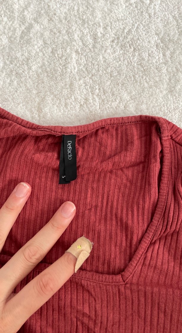 Bordo Triko Kadın Uzun Kollu Bluz - Görsel 4