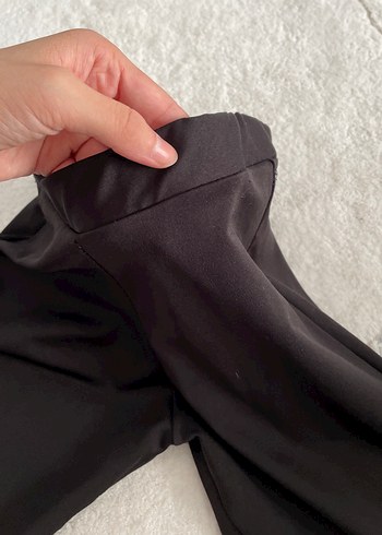 Kadın Siyah Drapeli Geniş Paça Pantolon - Görsel 6