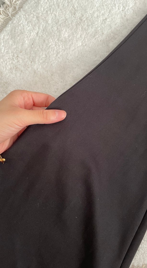 Kadın Siyah Drapeli Geniş Paça Pantolon - Görsel 3