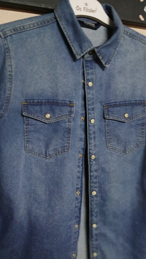 Kadın Mavi Düğmeli Denim Ceket - Görsel 3