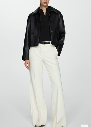 DERI GÖRÜNÜMLÜ CEPLI CEKET - Görsel 2