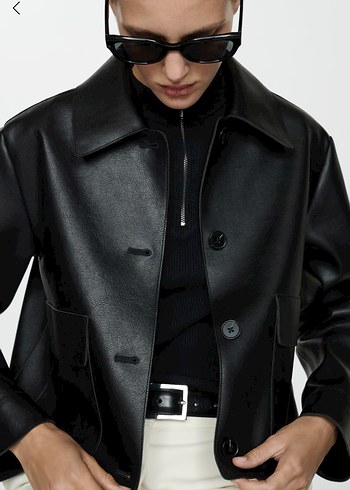 DERI GÖRÜNÜMLÜ CEPLI CEKET - Görsel 4