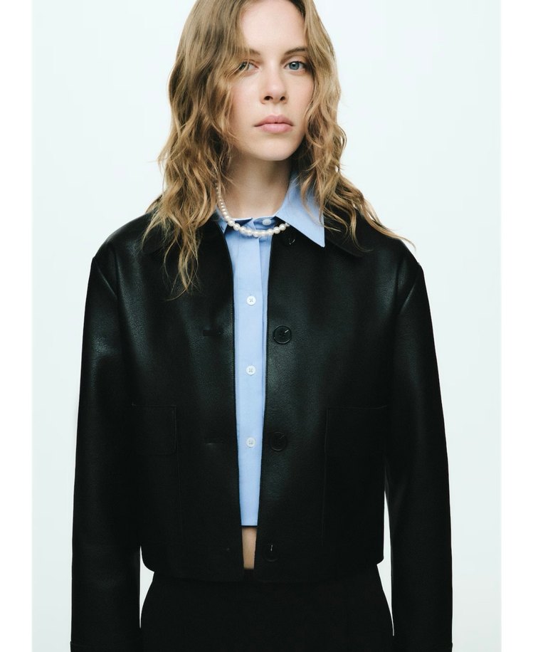 DERI GÖRÜNÜMLÜ CEPLI CEKET - Görsel 5