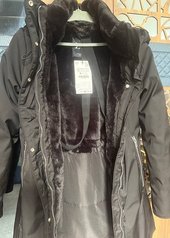 Zara Kadın Siyah Midi Kaban Kapüşonlu - Görsel 5