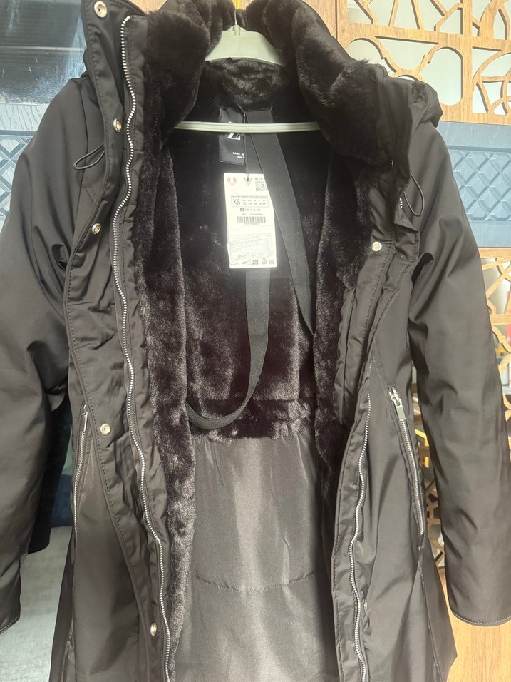 Zara Kadın Siyah Midi Kaban Kapüşonlu - Görsel 5