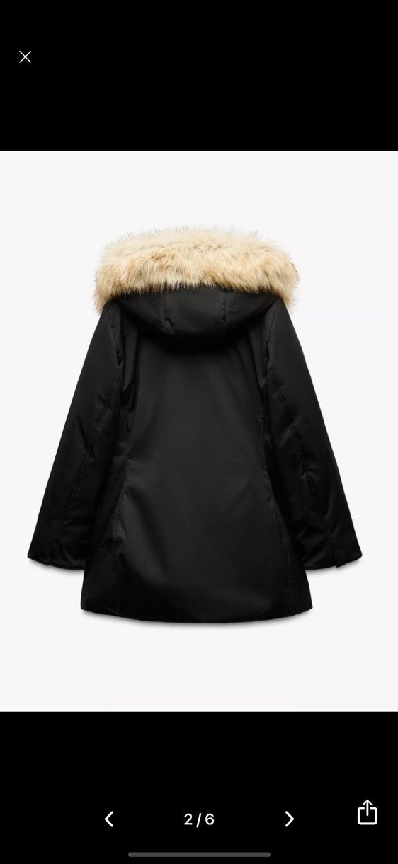 Zara Kadın Siyah Midi Kaban Kapüşonlu - Görsel 2