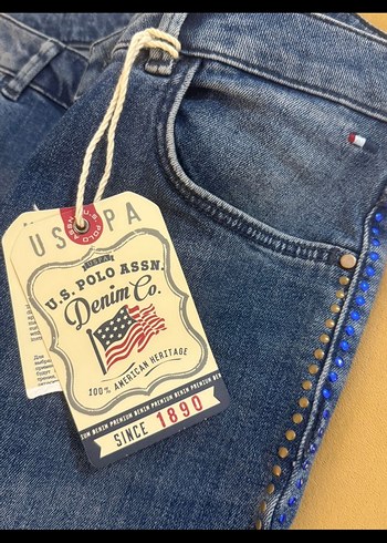 stass çivili mavi kot pantolon - Görsel 4