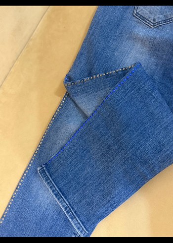 stass çivili mavi kot pantolon - Görsel 2