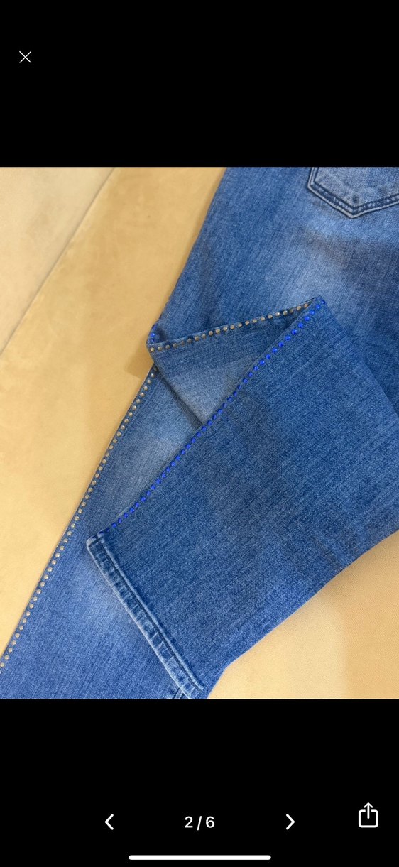 stass çivili mavi kot pantolon - Görsel 2