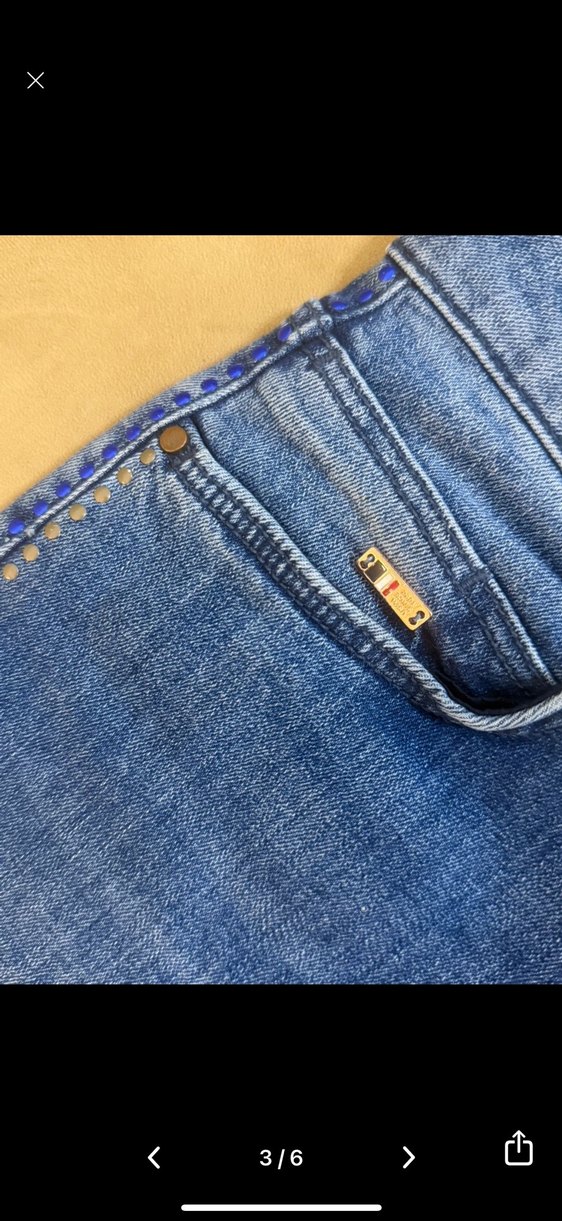 stass çivili mavi kot pantolon - Görsel 3