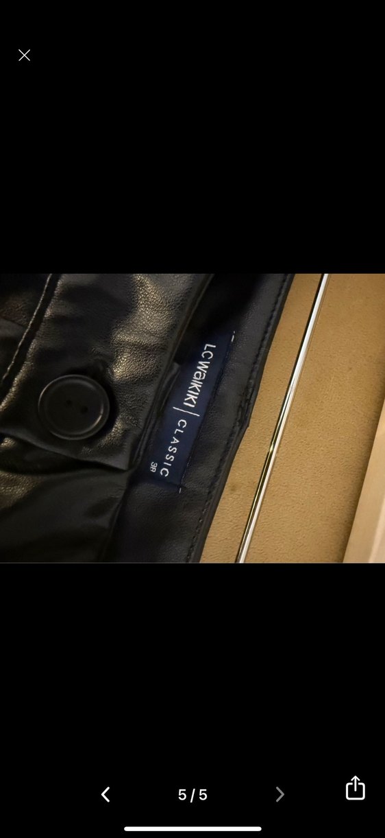 Siyah Deri Kadın Uzun Pantolon - Görsel 5