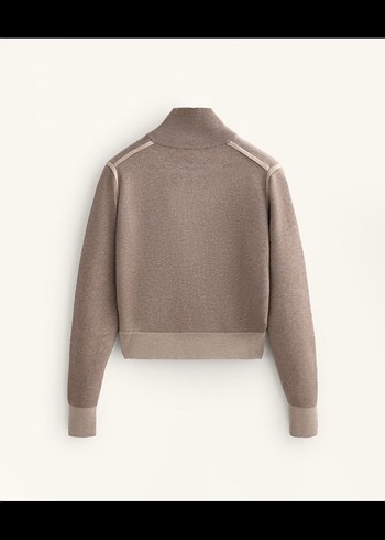 Bej Kadın Yün Yüksek Yakalı Ceket - Görsel 4