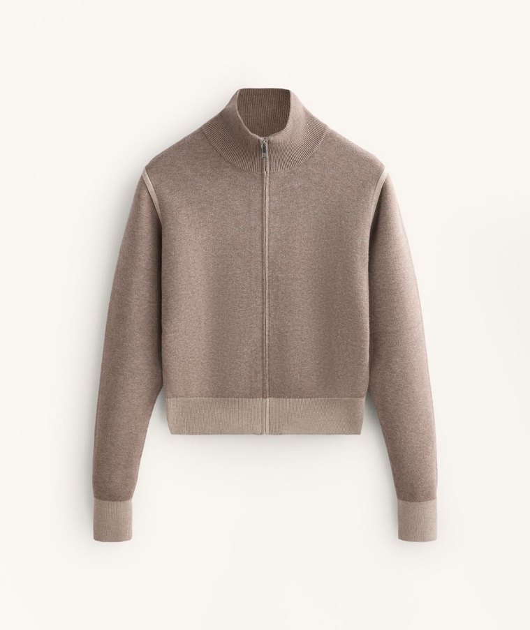 Bej Kadın Yün Yüksek Yakalı Ceket - Görsel 3