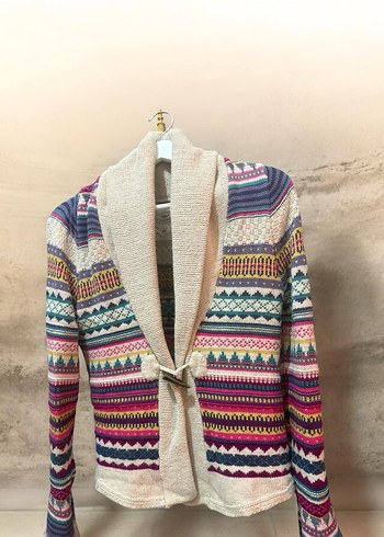 Kadın için Renkli Bohem Örgü Yün Hırka - Görsel 2