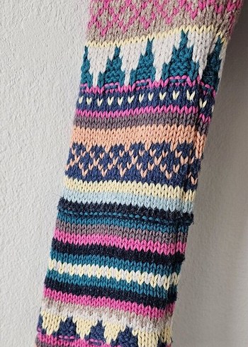 Kadın için Renkli Bohem Örgü Yün Hırka - Görsel 6