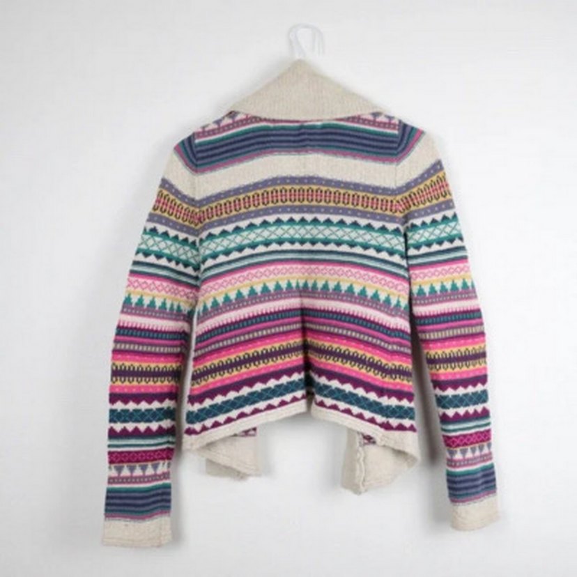 Kadın için Renkli Bohem Örgü Yün Hırka - Görsel 4