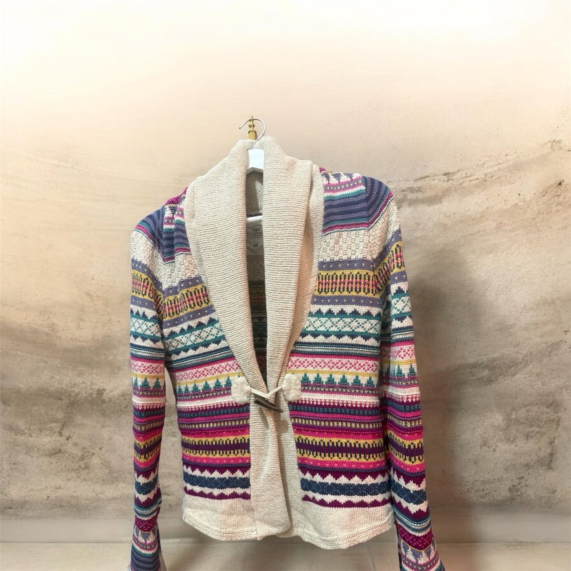 Kadın için Renkli Bohem Örgü Yün Hırka - Görsel 2