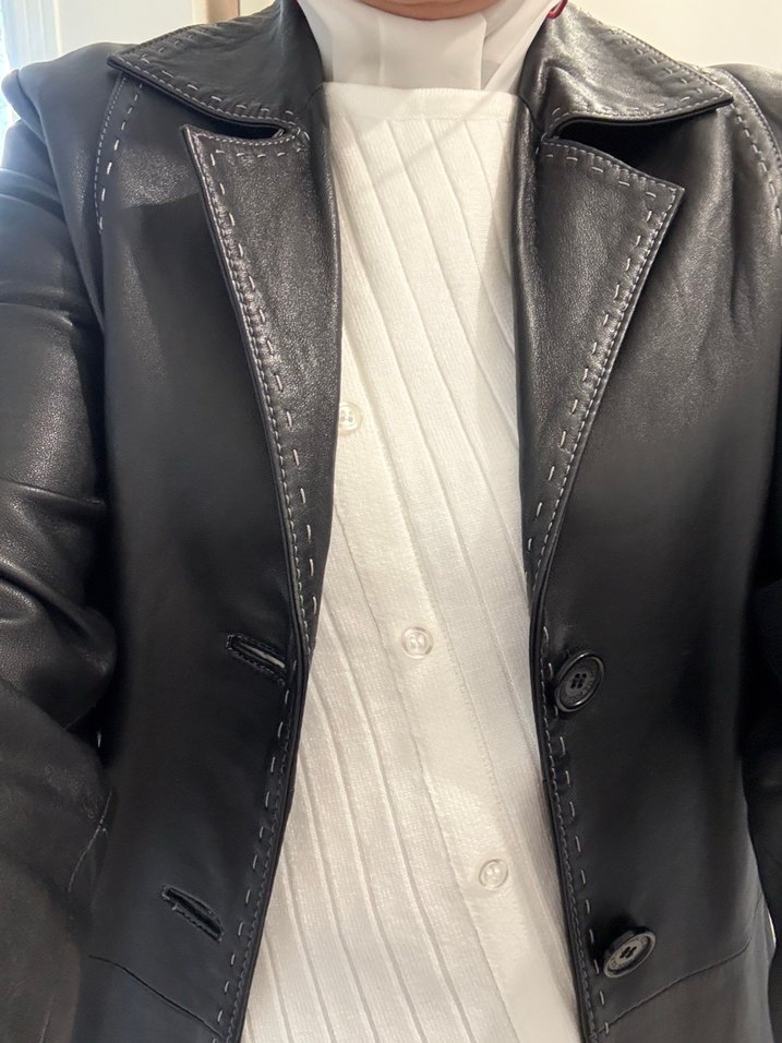 Düğmeli Siyah Deri Midi Kadın Kaban - Görsel 2