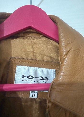 Kadın Bej Deri Uzun Ceket - Görsel 3