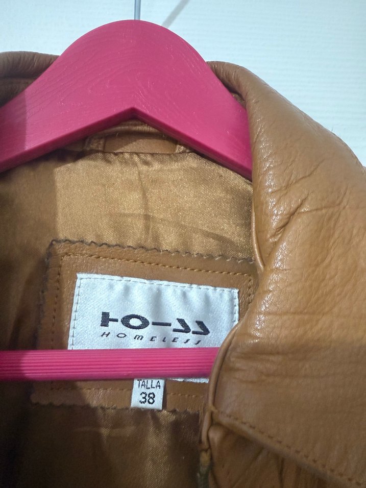 Kadın Bej Deri Uzun Ceket - Görsel 3