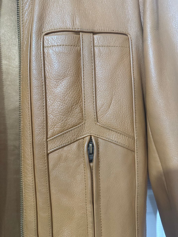 Kadın Bej Deri Uzun Ceket - Görsel 5