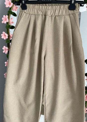Bej Rahat Keten Kadın Pantolon - Görsel 2