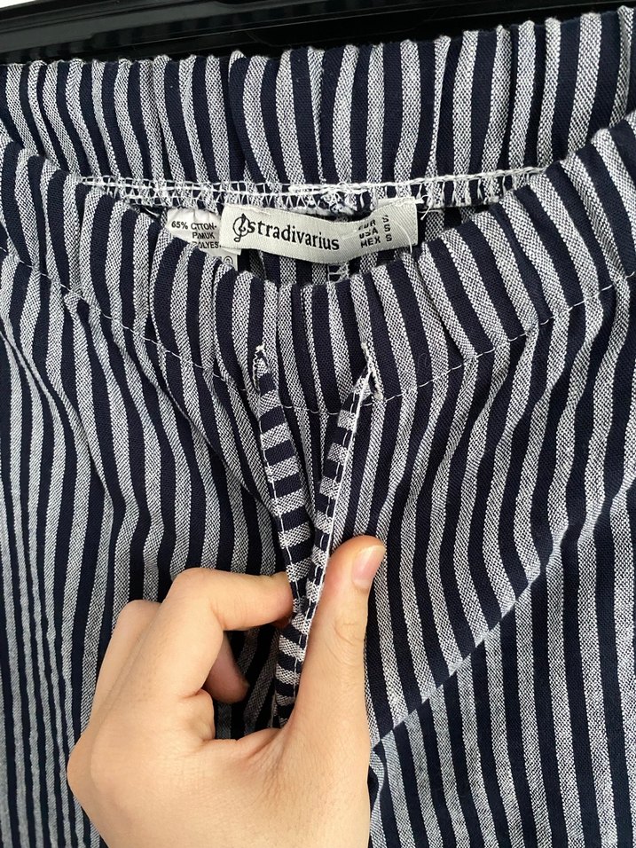 Kadın Lacivert Çizgili Pantolon - Görsel 2